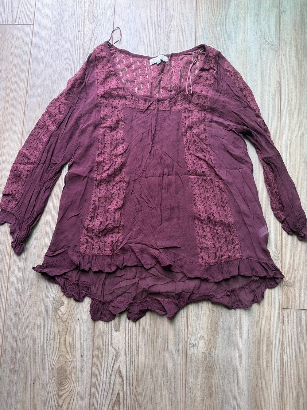 Cost Plus World Market Mauve Lace-Trim Peasant Tunic